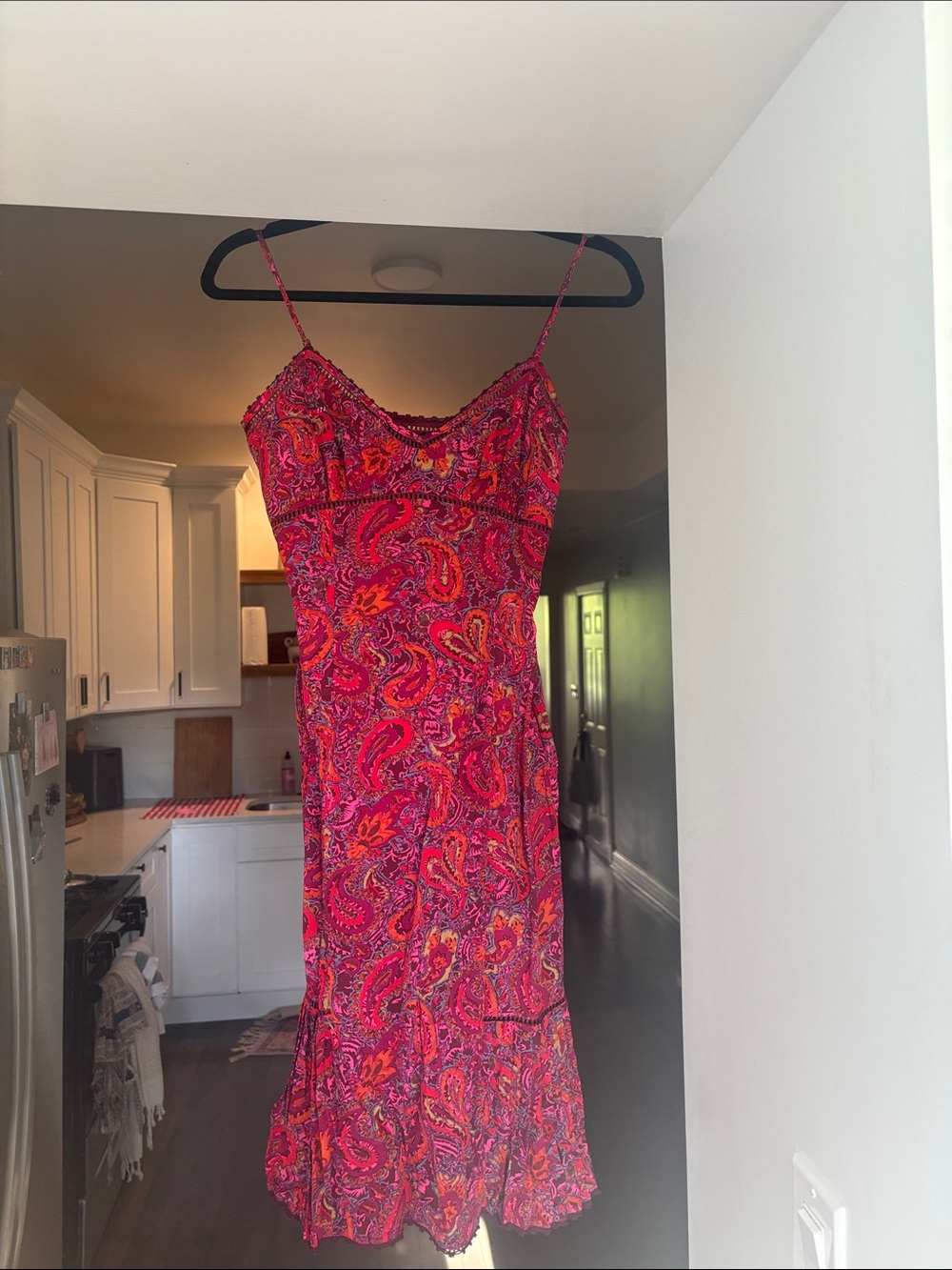Betsey Johnson Pink and Red Paisley Mini Dress Size 2